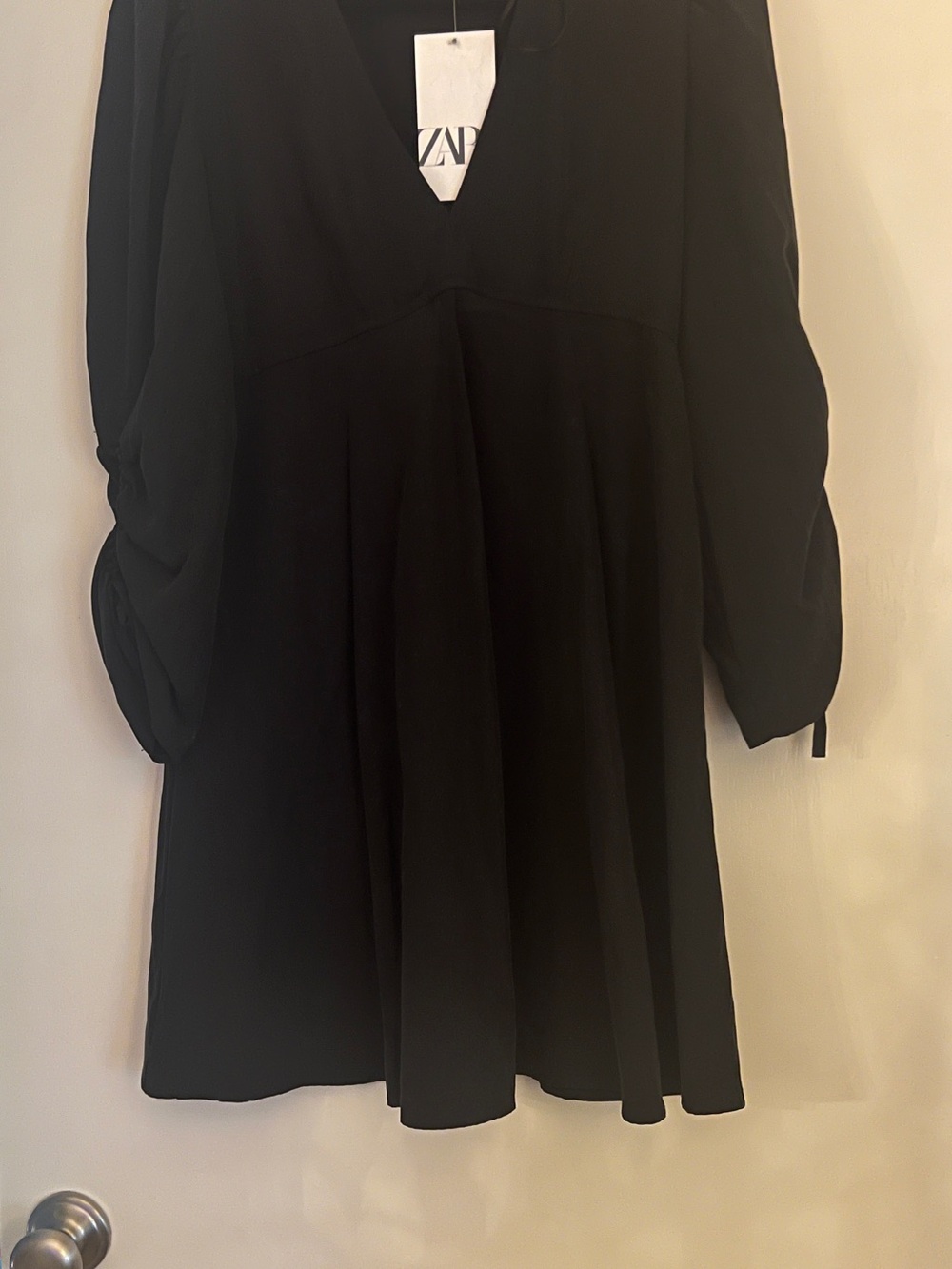Zara Black Long-Sleeve V-Neck Dress NWT